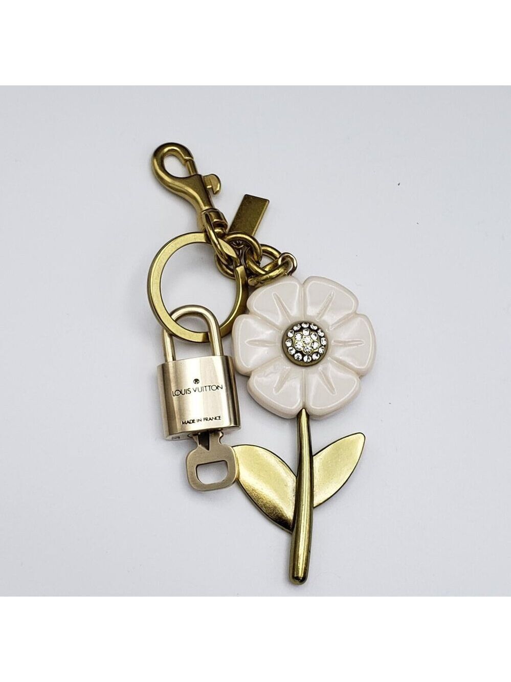Authentic Louis Vuitton Lock & Key with Unbranded Flower Charm, Keychain - Picture 6 of 11